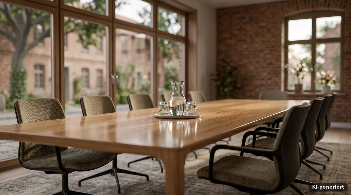 Besprechungsraum mit langem Holztisch