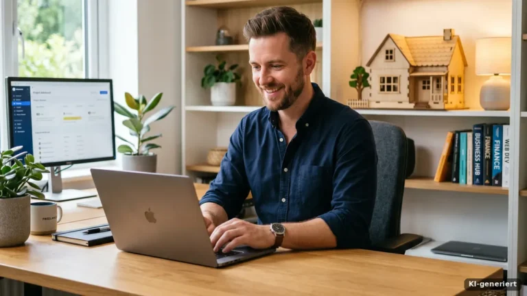 Unternehmer plant die Finanzierung am Laptop