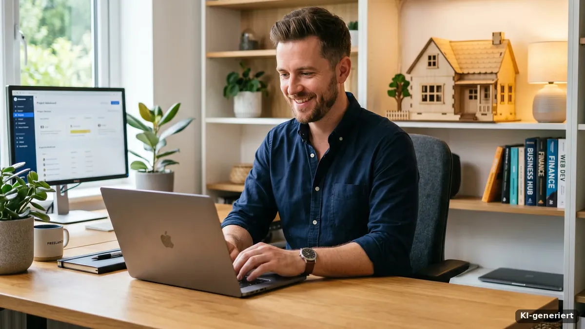 Unternehmer plant die Finanzierung am Laptop